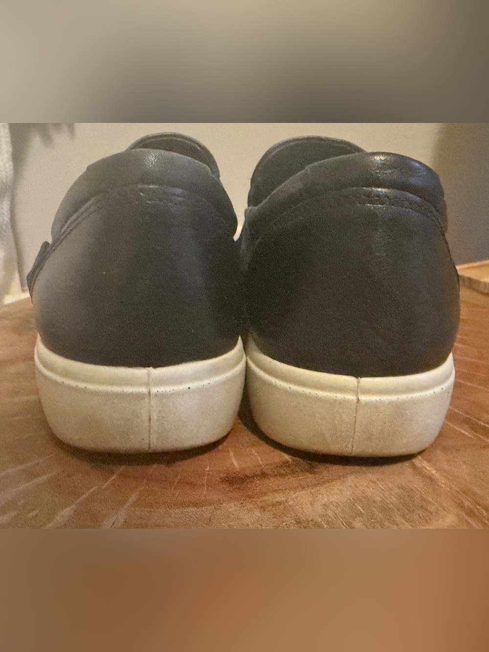 Ecco Black Soft Woven Leather Slip-On Sneakers with White Sole - Picture 4 of 9
